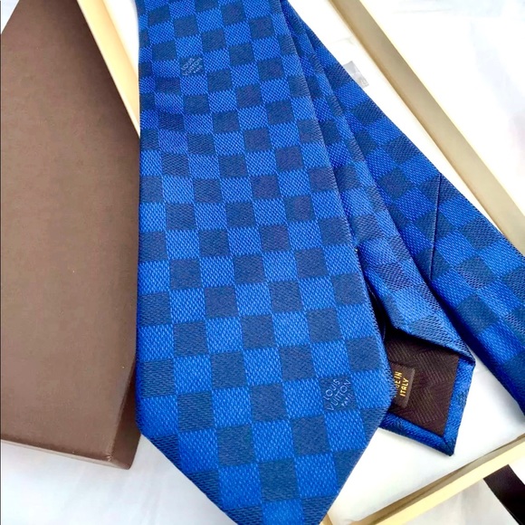 🔥SENSATIONAL🔥🆕💯LOUIS VUITTON ROYAL BLUE BLACK~VIRGIL ABLOH~DAMIER TIE✨🔥 - Picture 1 of 8